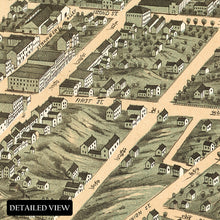 Load image into Gallery viewer, Digitally Restored and Enhanced 1870 Clarksville Tennessee Map Print - Old Bird's Eye View of Clarksville Montgomery County Tennessee Wall Map Poster
