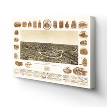 Cargar imagen en el visor de la galería, Digitally Restored and Enhanced 1892 Dallas Texas Map Canvas - Canvas Wrap Vintage Dallas Map - Old Dallas Wall Art - History Map of Dallas Texas Poster - Bird's Eye View of Dallas City TX Map