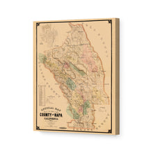 Cargar imagen en el visor de la galería, Digitally Restored and Enhanced 1895 Napa County California Map Canvas - Canvas Wrap Vintage Napa Wall Art - Old Napa California Wall Map History