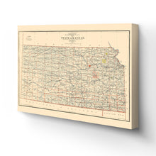 Load image into Gallery viewer, Digitally Restored and Enhanced 1898 Kansas Map Canvas Art - Canvas Wrap Vintage Kansas Poster - Old Map of Kansas Wall Art - Restored State of Kansas Map Poster - Historic Kansas Wall Map Print