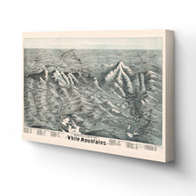 Load image into Gallery viewer, Digitally Restored and Enhanced 1890 White Mountains Map Canvas - Canvas Wrap Vintage Map of the White Mountains - Bird's Eye View Map of White Mountains New Hampshire Showing Index to Summits Wall Art Poster