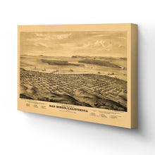 Load image into Gallery viewer, Digitally Restored and Enhanced 1876 San Diego Map Canvas Art - Inch Canvas Wrap Vintage San Diego Wall Art - California Wall Map History - Old Bird's Eye View of San Diego California Map Poster