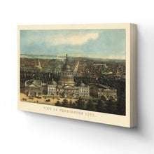 Load image into Gallery viewer, Digitally Restored and Enhanced 1871 Washington DC Map Canvas - Canvas Wrap Vintage Washington DC Map Print - History Map of Washington DC Wall Art - Old Bird's Eye View Map of Washington DC Poster