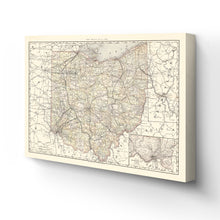 Cargar imagen en el visor de la galería, Digitally Restored and Enhanced 1894 Ohio Map Canvas Art - Canvas Wrap Vintage Ohio State Wall Art - History Map of Ohio State - Old Ohio Map Poster