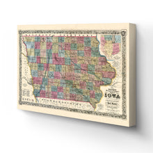 Load image into Gallery viewer, Digitally Restored and Enhanced 1856 Iowa Map Canvas Art - Canvas Wrap Vintage State of Iowa Wall Art - Old Iowa State Map - Restored Iowa Map Poster - Sectional & Geological Map of Iowa Poster
