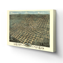 Load image into Gallery viewer, Digitally Restored and Enhanced 1871 Atlanta Georgia Map Canvas - Canvas Wrap Vintage Atlanta Poster - History Map of Atlanta Georgia - Old City of Atlanta Wall Art - Bird's Eye View Map of Atlanta GA