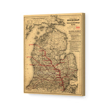 Load image into Gallery viewer, Digitally Restored and Enhanced 1886 Michigan Map Poster Canvas Art - Canvas Wrap Vintage Map of Michigan Wall Art - Old State of Michigan Map Print - Vintage Michigan Map Showing Toledo & Ann Arbor