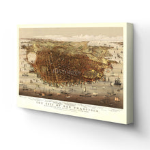 Load image into Gallery viewer, Digitally Restored and Enhanced 1878 San Francisco Canvas Wall Art - Canvas Wrap Vintage San Francisco Poster - History Map of San Francisco Wall Art - Bird's Eye View of San Francisco Map Print