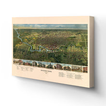 Load image into Gallery viewer, Digitally Restored and Enhanced 1891 Houston Map Canvas Art - Canvas Wrap Vintage Houston City Map - History Map of Houston TX - Old Houston Wall Art - Bird's Eye View of Houston Texas Map