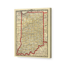 Load image into Gallery viewer, Digitally Restored and Enhanced 1888 Indiana Map Poster Canvas Art - Canvas Wrap Vintage Map of Indiana Wall Art - Old Indiana State Map Print - Restored Township & Rail Road Map of Indiana State