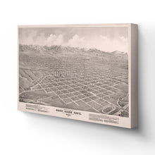 Load image into Gallery viewer, Digitally Restored and Enhanced 1875 Utah Map Canvas - Canvas Wrap Vintage Salt Lake City Map - Old Utah Wall Art - Historic Utah Poster - Restored Bird's Eye View of Salt Lake City Utah Wall Map
