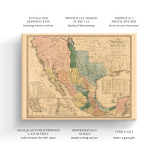 Cargar imagen en el visor de la galería, Digitally Restored and Enhanced 1846 Mexico Map Canvas - Canvas Wrap Vintage Mexico Wall Art - History Map of Mexico Poster - Old Map of Mexico States - Historic United States of Mexico Map Poster