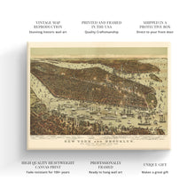 Load image into Gallery viewer, Digitally Restored and Enhanced - 1892 New York and Brooklyn Map Canvas - Canvas Wrap Vintage New York City Wall Art - Restored NYC Map - Old Map of New York & Brooklyn Poster - Historic NYC Wall Poster