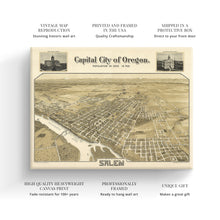 Load image into Gallery viewer, Digitally Restored and Enhanced 1905 Salem Oregon Map Canvas Art - Canvas Wrap Vintage Salem State of Oregon Map - History Map of Oregon Poster - Bird's Eye View of Salem Oregon Wall Art