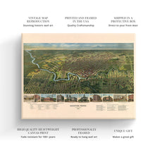 Load image into Gallery viewer, Digitally Restored and Enhanced 1891 Houston Map Canvas Art - Canvas Wrap Vintage Houston City Map - History Map of Houston TX - Old Houston Wall Art - Bird's Eye View of Houston Texas Map