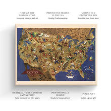 Cargar imagen en el visor de la galería, Digitally Restored and Enhanced 1946 United States Map Canvas - Canvas Wrap Vintage USA Map Poster - Old Map of the United States - Historic Map of USA - Map of United States Wall Art & Its Folklore