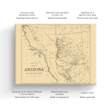 Load image into Gallery viewer, Digitally Restored and Enhanced 1865 Arizona Map Canvas Art - Canvas Wrap Vintage Arizona Map Poster - Old Arizona Wall Art - History Map of Arizona