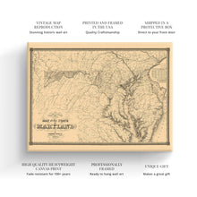 Load image into Gallery viewer, Digitally Restored and Enhanced 1841 Maryland Map Canvas Art - Canvas Wrap Vintage Map of Maryland Poster - Old Maryland State Map Print - Restored Maryland Wall Art - Historic Maryland Map Poster