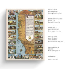 Load image into Gallery viewer, Digitally Restored and Enhanced 1949 California Map Canvas - Canvas Wrap Vintage Map of California Missions - Old California Wall Art - Historic California Wall Map - Restored California Missions Map