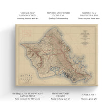 Load image into Gallery viewer, Digitally Restored and Enhanced 1938 Oahu Hawaii Map Canvas - Canvas Wrap Vintage Oahu Wall Art - Old Map of Oahu Hawaii Poster - Historic Topographic Map of Oahu Poster - City & County of Honolulu HI