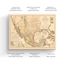 Cargar imagen en el visor de la galería, Digitally Restored and Enhanced 1847 Mexico Map Canvas - Canvas Wrap Vintage Mexico Map Wall Poster - Old Mapa de Mexico - History Map of Mexico Wall Art - Mapa de los Estados Unidos de Mejico