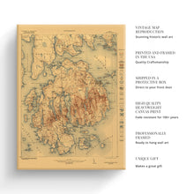 Load image into Gallery viewer, Digitally Restored and Enhanced 1922 Acadia National Park Maine Map Canvas Art - Canvas Wrap Vintage Map of Maine Wall Art - Historic Map of Acadia National Park - Restored Maine Poster