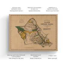 Load image into Gallery viewer, Digitally Restored and Enhanced 1881 Oahu Hawaii Map Canvas Art - Canvas Wrap Vintage Map of Oahu Poster - Historic Hawaiian Map Poster - Old Oahu Wall Art - Restored Oahu Hawaiian Islands Map