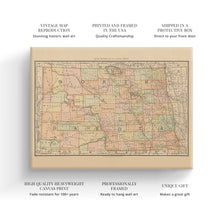 Load image into Gallery viewer, Digitally Restored and Enhanced 1892 North Dakota Map Canvas Art - Canvas Wrap Vintage Bismarck North Dakota Map Poster - Old North Dakota State Map - History Map of North Dakota Wall Art