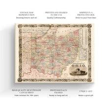 Cargar imagen en el visor de la galería, Digitally Restored and Enhanced 1851 Ohio Map Canvas Art - Canvas Wrap Vintage Ohio State Wall Art - Historic Ohio Map Poster - Old Map of Ohio Poster - Township Map of the State of Ohio Wall Map