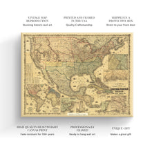 Cargar imagen en el visor de la galería, Digitally Restored and Enhanced 1862 United States Map Canvas Art - Canvas Wrap Vintage Map of United States Wall Art - Colton's Railroad & Military Map of the United States Mexico West Indies