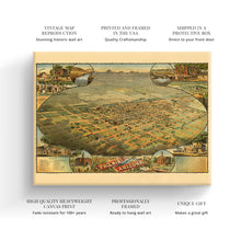 Load image into Gallery viewer, Digitally Restored and Enhanced 1885 Phoenix Arizona Map Canvas - Canvas Wrap Vintage Map of Phoenix Arizona - History Map of Phoenix AZ - Old Maricopa County Map - Bird's Eye View of Phoenix Wall Art