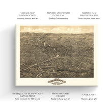 Load image into Gallery viewer, Digitally Restored and Enhanced 1880 Rochester Map Canvas - Canvas Wrap Vintage Rochester Wall Art - Old New York Map - History Map of Rochester NY Wall Art - Bird's Eye View of Rochester NY Map