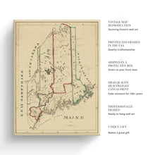 Load image into Gallery viewer, Digitally Restored and Enhanced 1820 Maine Map Canvas Art - Canvas Wrap Vintage Maine Wall Art - Historic Map of Maine Poster - Old Map of the State of Maine Poster - Restored ME Map Print