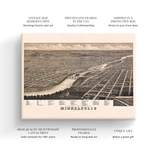 Load image into Gallery viewer, Digitally Restored and Enhanced 1879 Minneapolis Map Canvas Art - Canvas Wrap Vintage Minneapolis Wall Art - Historic Minnesota Map - Old Minneapolis Map Poster - History Map of Minneapolis MN
