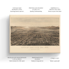 Load image into Gallery viewer, Digitally Restored and Enhanced 1875 Map of San Jose CA Canvas - Canvas Wrap Vintage San Jose California Map Poster - History Map of San Jose Wall Art