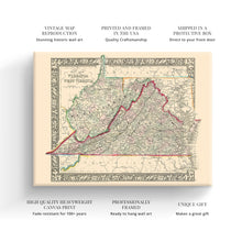 Cargar imagen en el visor de la galería, Digitally Restored and Enhanced 1863 Virginia & West Virginia Map Canvas - Canvas Wrap Vintage Virginia Wall Map History - Old West Virginia Wall Art