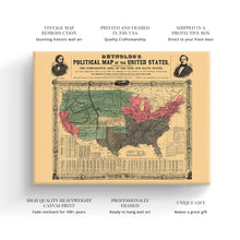 Load image into Gallery viewer, Digitally Restored and Enhanced 1856 United States Map Canvas Art - Canvas Wrap Vintage USA Map Poster Print - Old United States Wall Map - Historic Political Map of United States Wall Art