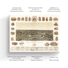 Cargar imagen en el visor de la galería, Digitally Restored and Enhanced 1892 Dallas Texas Map Canvas - Canvas Wrap Vintage Dallas Map - Old Dallas Wall Art - History Map of Dallas Texas Poster - Bird's Eye View of Dallas City TX Map