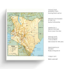 Load image into Gallery viewer, Digitally Restored and Enhanced 1988 Kenya Map Canvas Art - Canvas Wrap Vintage Map of Kenya Wall Art - Historic Kenya Poster - Old Kenya Wall Map - Restored Map of the Country of Kenya