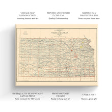 Load image into Gallery viewer, Digitally Restored and Enhanced 1898 Kansas Map Canvas Art - Canvas Wrap Vintage Kansas Poster - Old Map of Kansas Wall Art - Restored State of Kansas Map Poster - Historic Kansas Wall Map Print