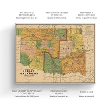 Cargar imagen en el visor de la galería, Digitally Restored and Enhanced 1892 Indian & Oklahoma Territory Map Canvas Art - Canvas Wrap Vintage Oklahoma Map Poster - Old Oklahoma Wall Art - Indian Territory Map & Oklahoma State Poster Map
