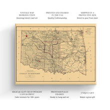Cargar imagen en el visor de la galería, Digitally Restored and Enhanced 1887 Indian Territory Map Canvas Art - Canvas Wrap Vintage Oklahoma Map Poster - Old Map of Oklahoma Wall Art - Indian Territory Map Compiled From The Official Records