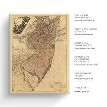 Load image into Gallery viewer, Digitally Restored and Enhanced 1777 New Jersey Map Art - Canvas Wrap Vintage Map of New Jersey - Historic NJ Map - Restored Province of New Jersey Map Divided Into East & West Wall Art Poster
