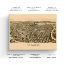 Load image into Gallery viewer, Digitally Restored and Enhanced 1891 Fort Worth Map Canvas - Canvas Wrap Vintage Fort Worth Texas Map - Old Fort Worth Wall Art - Fort Worth City TX Map History - Perspective Map of Fort Worth Poster