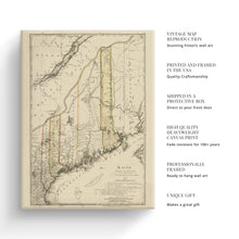 Load image into Gallery viewer, Digitally Restored and Enhanced 1798 Maine Map Canvas Art - Canvas Wrap Vintage Map of Maine Poster - Old Maine Wall Art - Restored State of Maine Map Poster Showing Counties & Civil Subdivisions