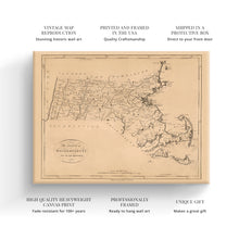 Load image into Gallery viewer, Digitally Restored and Enhanced 1796 Massachusetts Map Canvas - Canvas Wrap Vintage Massachusetts Wall Art - Old Map of Massachusetts State - Massachusetts Poster - Historic Massachusetts State Map