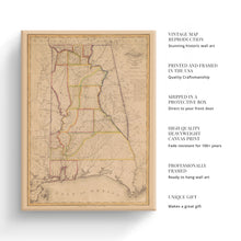 Load image into Gallery viewer, Digitally Restored and Enhanced 1819 Alabama Map Canvas - Canvas Wrap Vintage Alabama Map - Old Alabama Poster Print - History Map of Alabama Wall Art