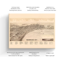 Load image into Gallery viewer, Digitally Restored and Enhanced 1893 Geneva Map Canvas - Canvas Wrap Vintage New York Map Poster - History Map of Geneva NY - Old Geneva New York Map