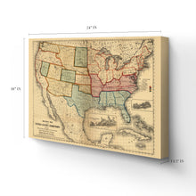 Cargar imagen en el visor de la galería, Digitally Restored and Enhanced 1861 United States Map Canvas Art - Canvas Wrap Vintage USA Map Poster - Old Map of United States Wall Art - Restored Military Map of United States & Territories