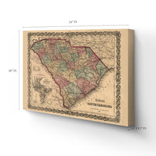 Load image into Gallery viewer, Digitally Restored and Enhanced 1865 South Carolina Map - Canvas Wrap Vintage South Carolina State Map - Old South Carolina Map - Historic Map of SC - Colton's South Carolina Map Wall Art Poster